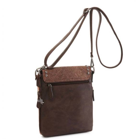 NEW M&F WESTERN women's python concealed carry messenger bag in brown - Picture 2 of 5